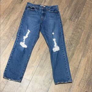 NWOT Levi’s Wedgie Straight Blue Distressed Ankle Jeans